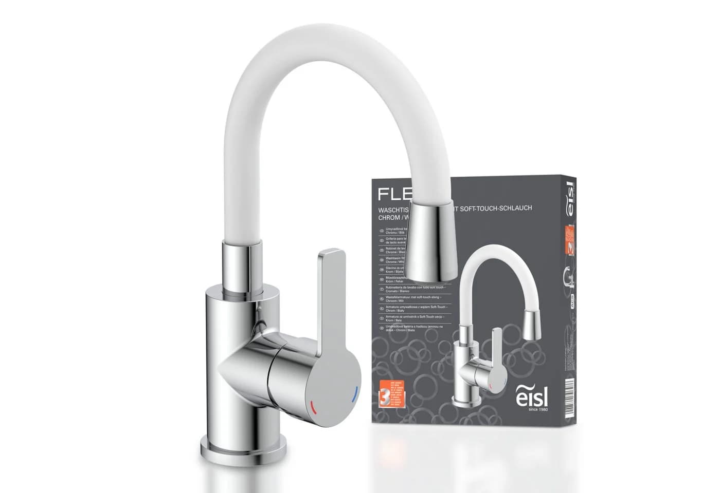 EISL Flexo Waschtischarmatur Grau/Weiss mit Eco-Click und Cold-Start - Bild 2