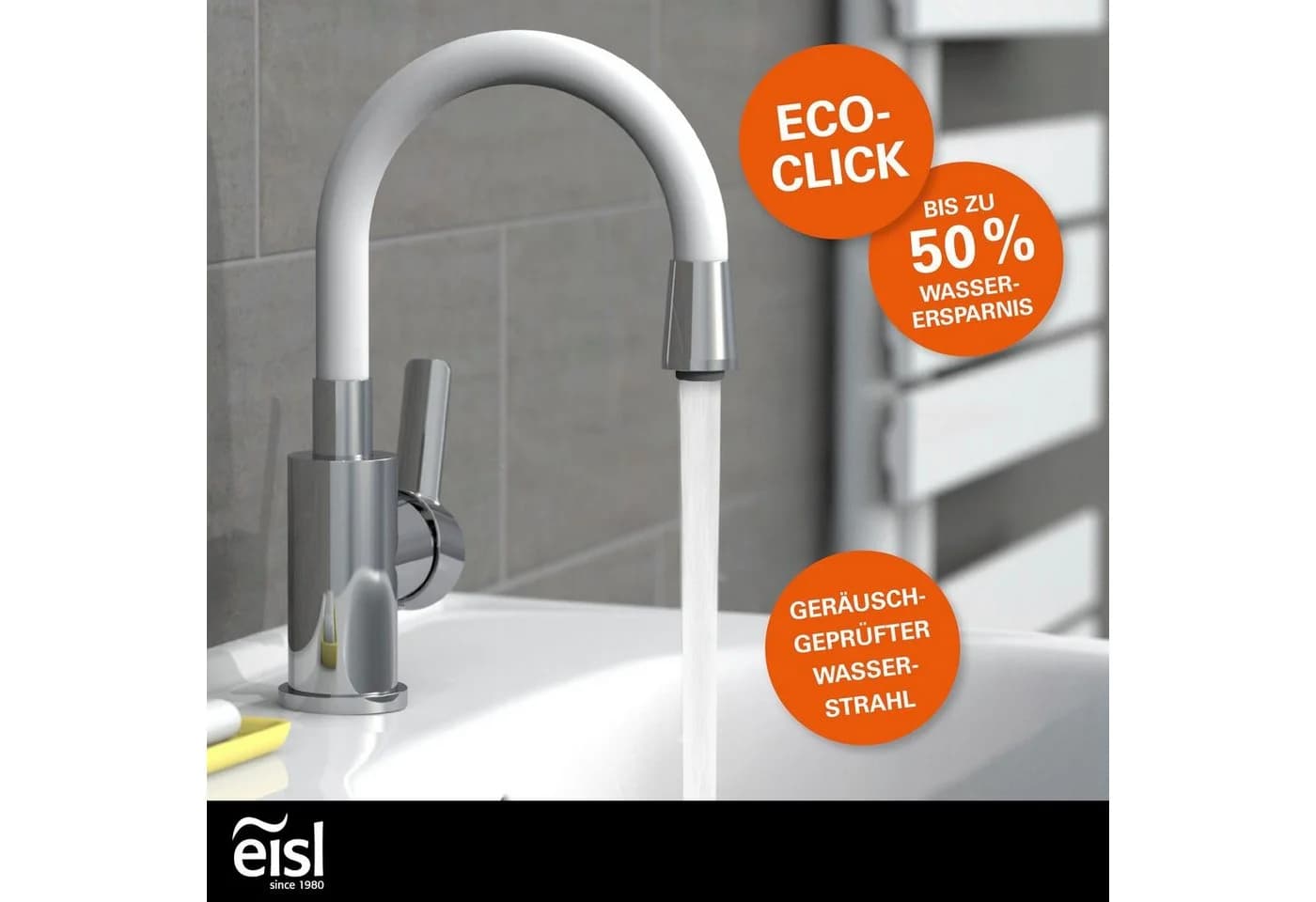 EISL Flexo Waschtischarmatur Grau/Weiss mit Eco-Click und Cold-Start - Bild 3