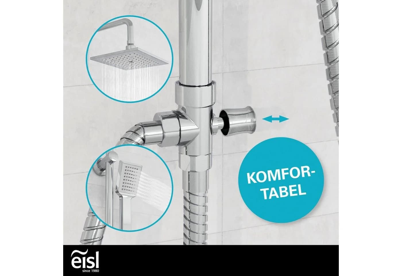 Eisl Duschsystem EASY COOL Regendusche mit Handbrause und Seifenschale - Bild 3
