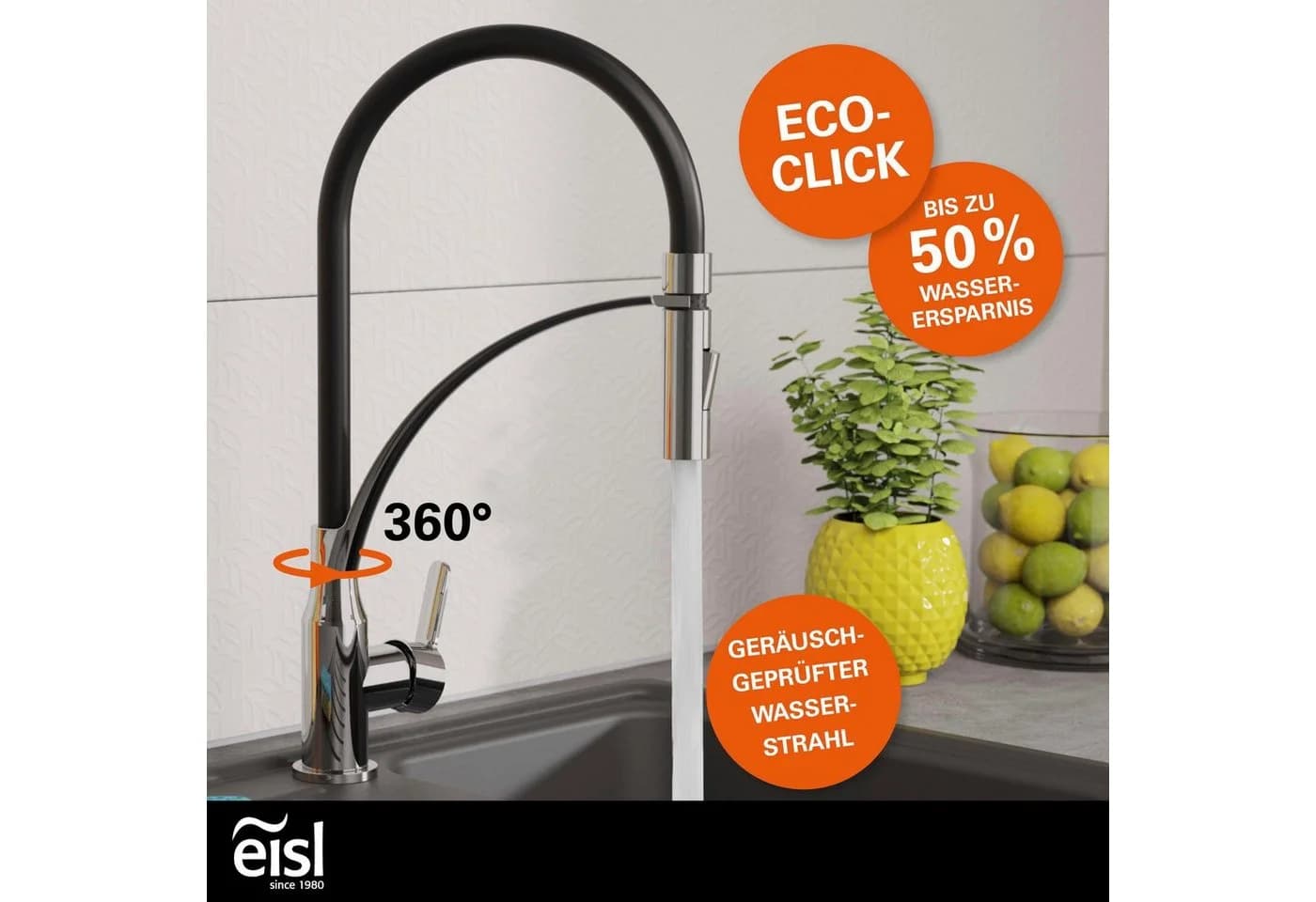 EISL CARNEO Spültischarmatur Schwarz Chrom Modern - Bild 4