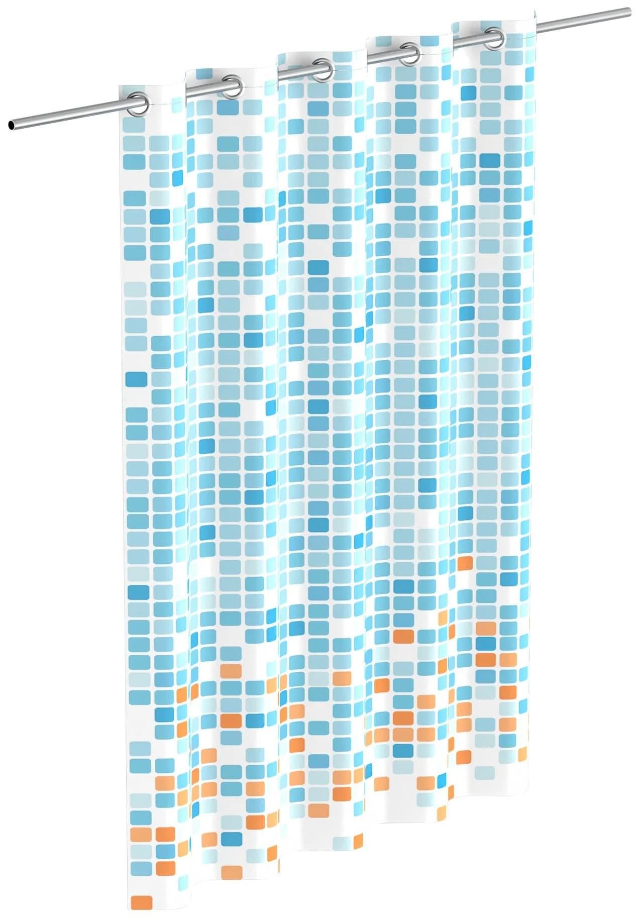 EISL Duschvorhang Mosaik Grau Blau Orange Polyester