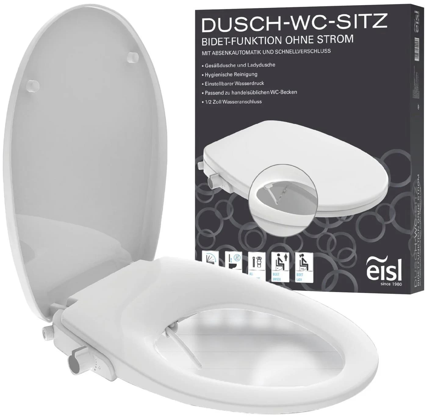 Eisl Dusch-WC-Sitz Bidet Einsatz mit Absenkautomatik und Schnellverschluss - Bild 2