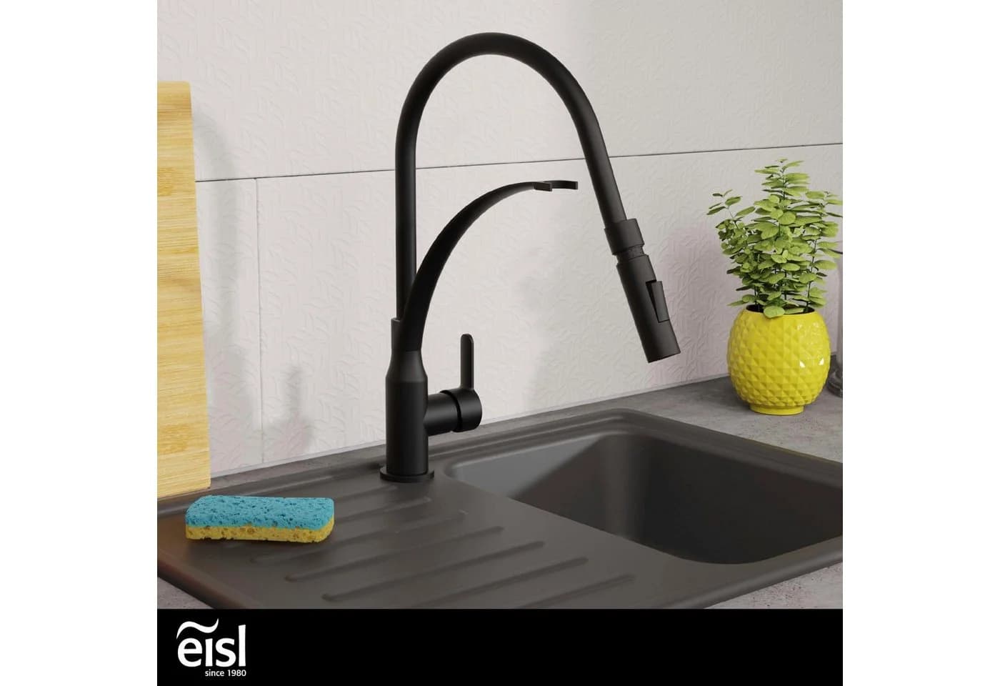 Eisl CARNEO Küchenarmatur Schwarz Matt mit Eco-Click, Cold-Start & Verbrühschutz