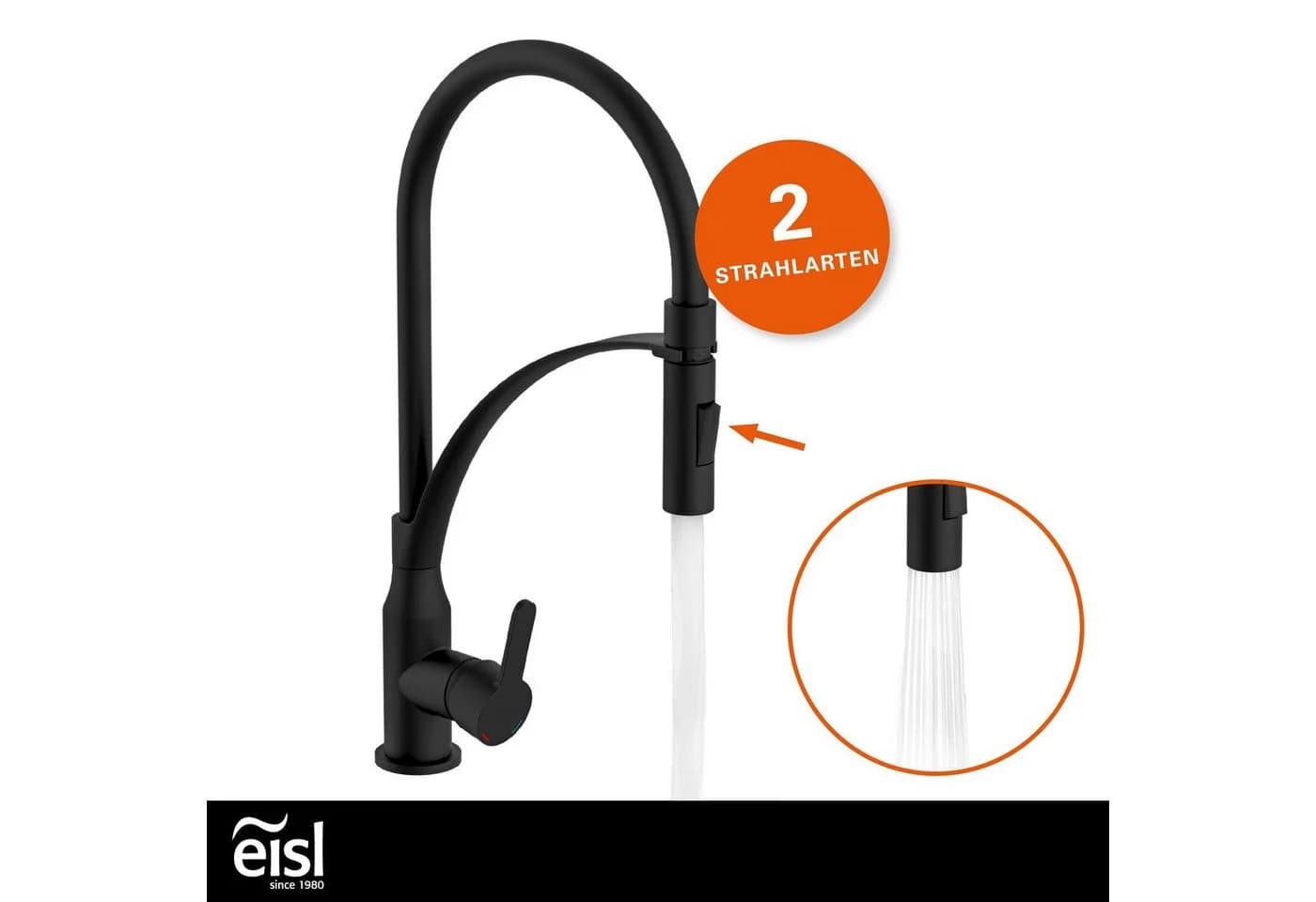 Eisl CARNEO Küchenarmatur Schwarz Matt mit Eco-Click, Cold-Start & Verbrühschutz - Bild 4