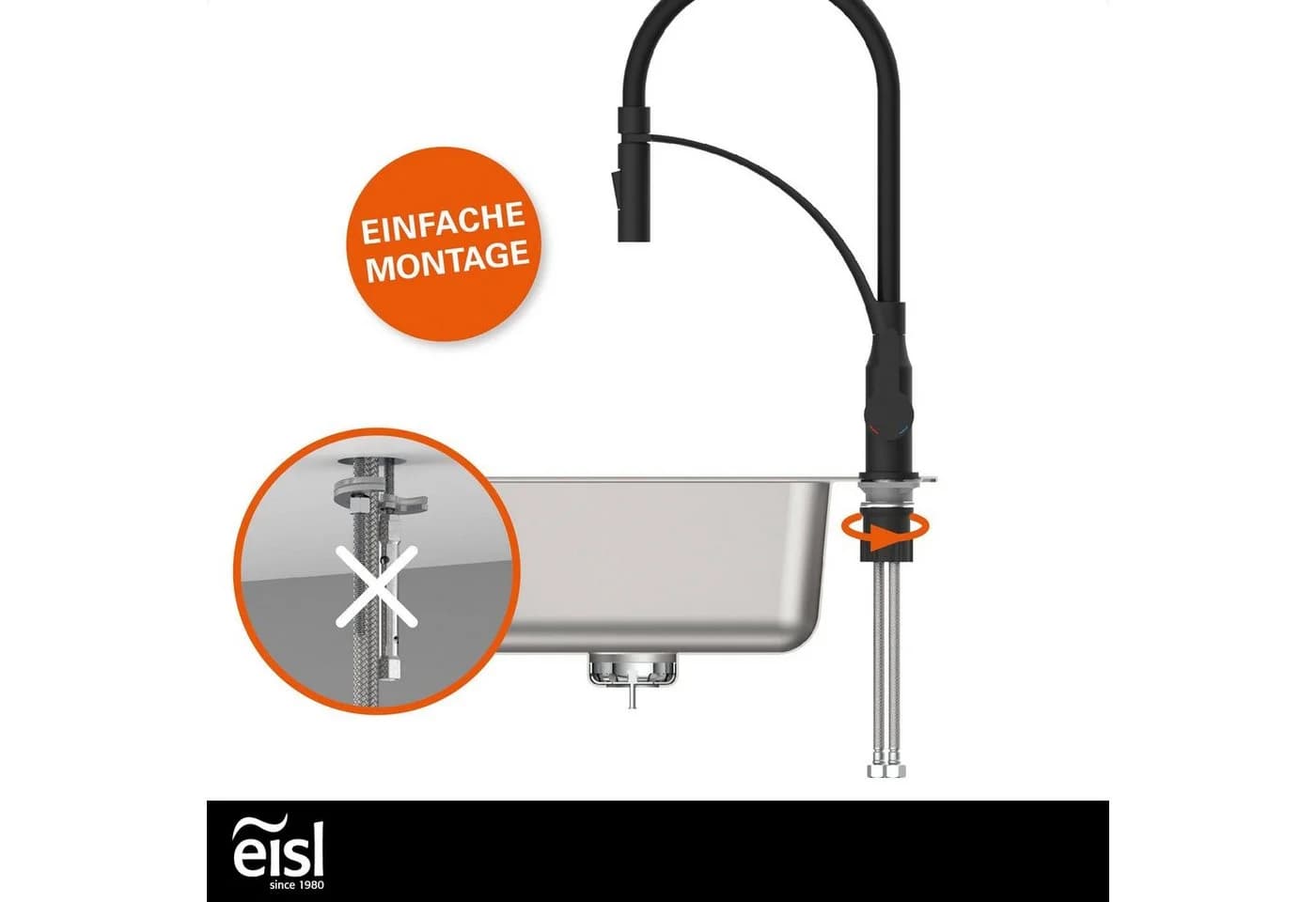 Eisl CARNEO Küchenarmatur Schwarz Matt mit Eco-Click, Cold-Start & Verbrühschutz - Bild 5