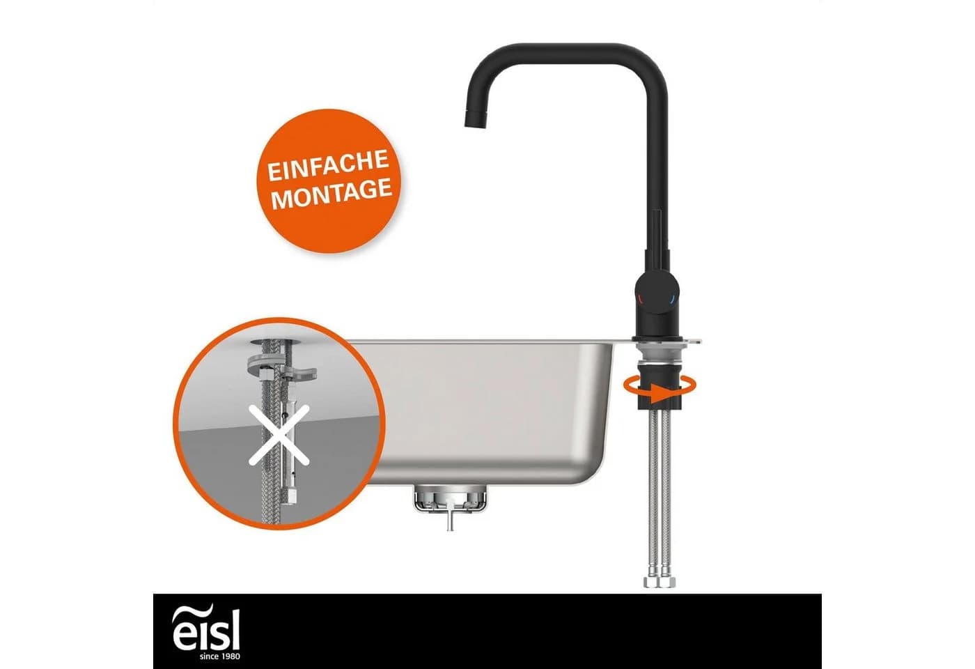 Eisl Futura Küchenarmatur Schwarz 360° schwenkbar - Bild 3