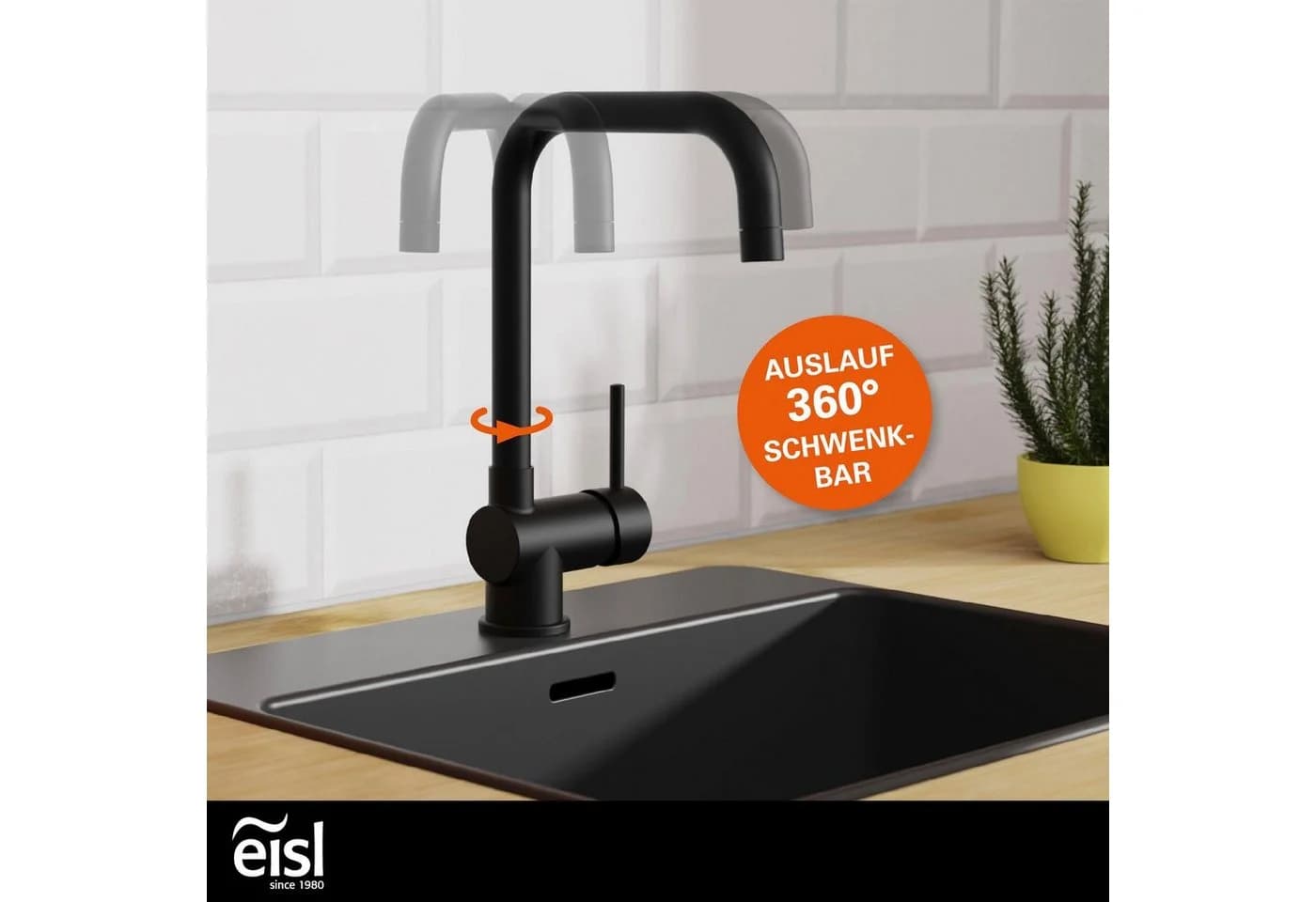 Eisl Futura Küchenarmatur Schwarz 360° schwenkbar - Bild 4