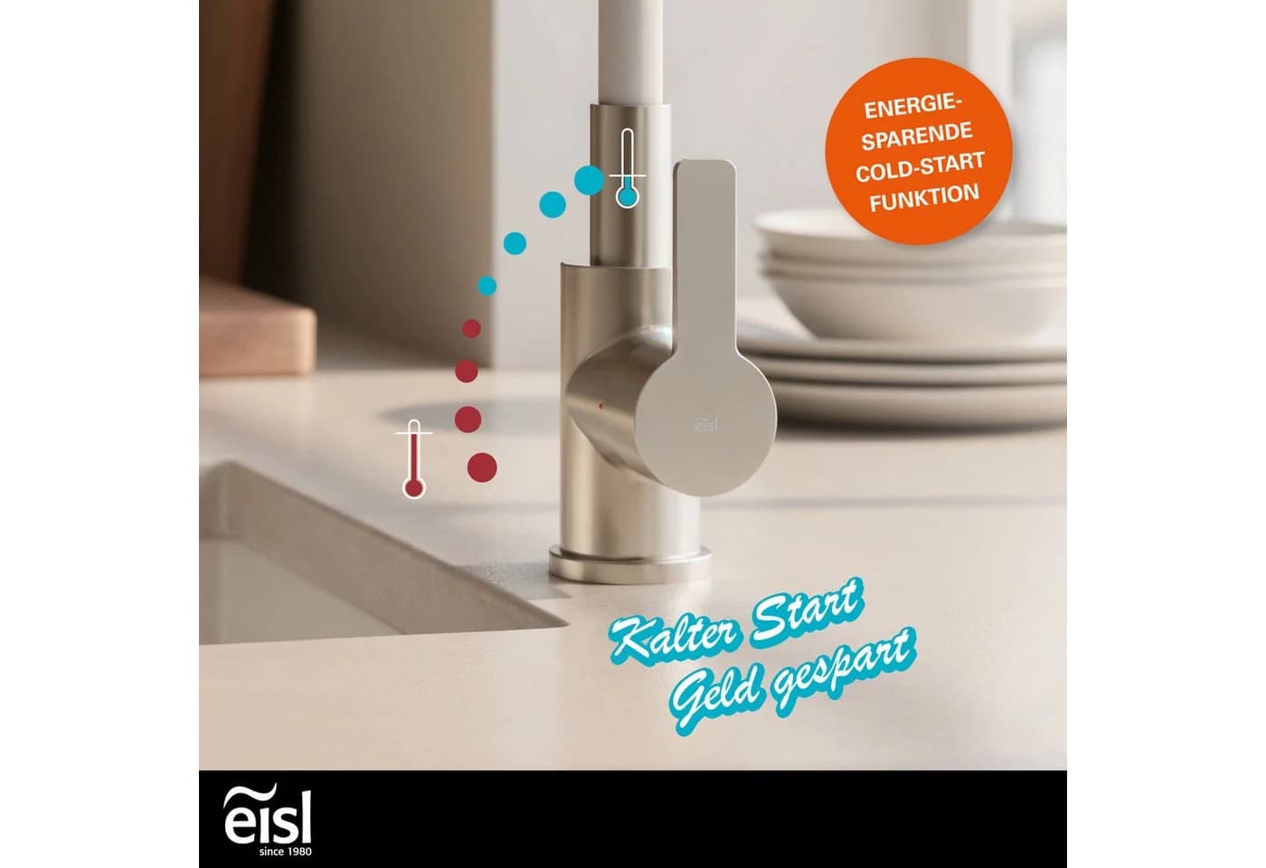 Eisl Spültischarmatur Flexo Schwarz Grau Edelstahl Cold-Start - Bild 3
