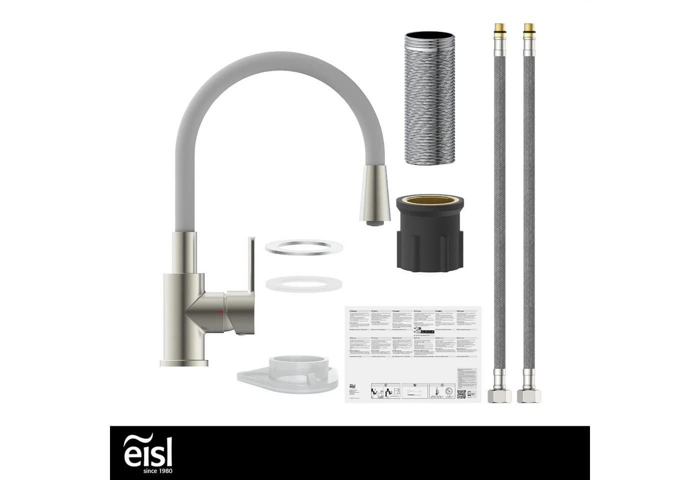 Eisl Spültischarmatur Flexo Schwarz Grau Edelstahl Cold-Start - Bild 5