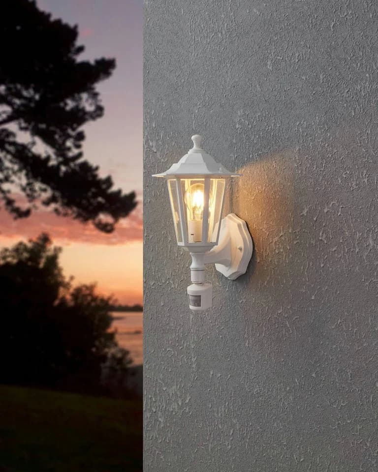 EGLO Wandleuchte Laterna 5 Außen-Wandlampe Aluguss und Glas E27 IP44 Bewegungsmelder