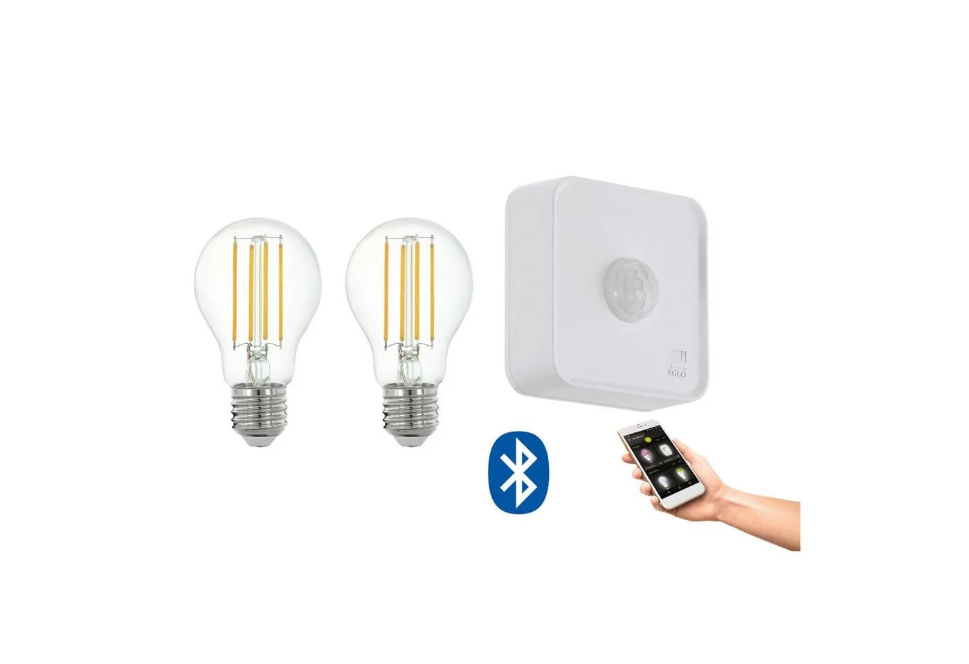 EGLO LED-Leuchtmittel E27 2x6W Bluetooth App Fernbedienung Sensor