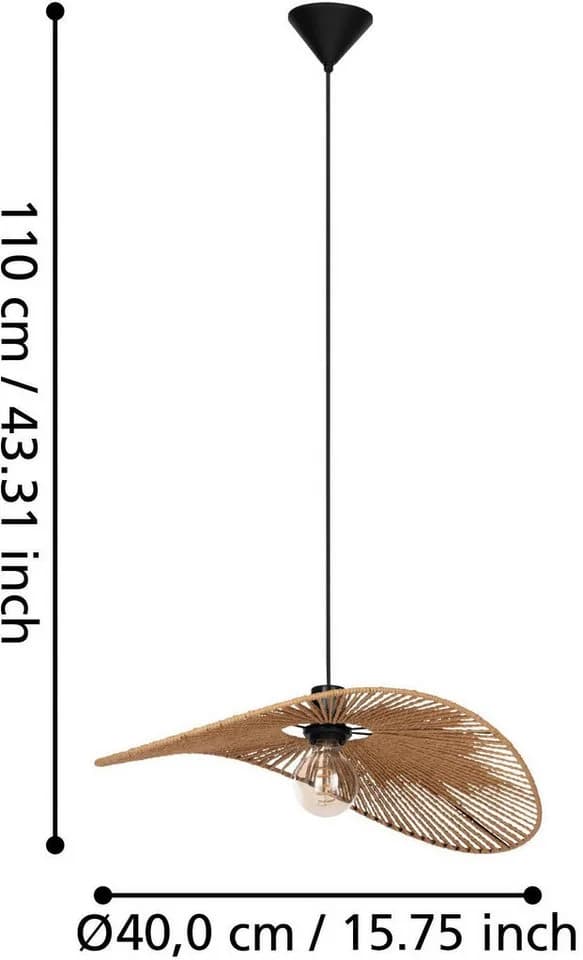 EGLO Hängeleuchte Siruela Schwarz Papier Metall E27 - Bild 5