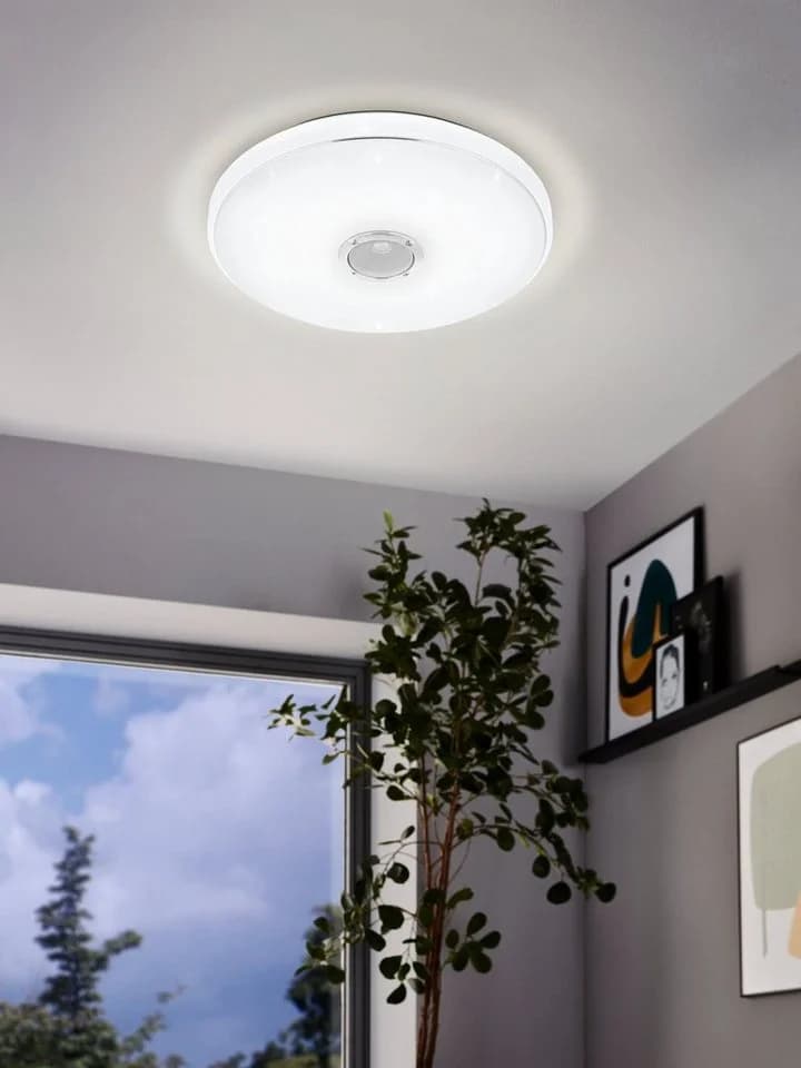 EGLO LED Deckenleuchte Milazzo mit Bluetooth-Lautsprecher und Kristalleffekt