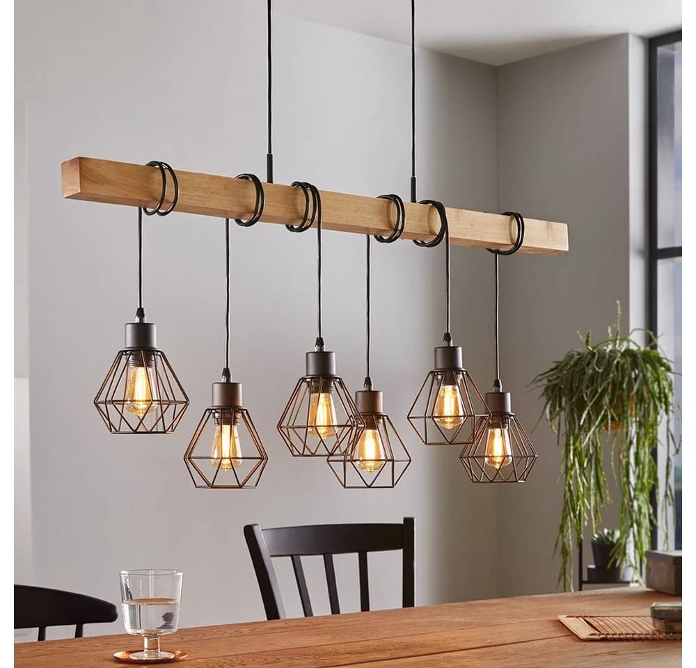 EGLO Pendelleuchte Townshend 5 Braun Schwarz 6x E27 Vintage Industrial