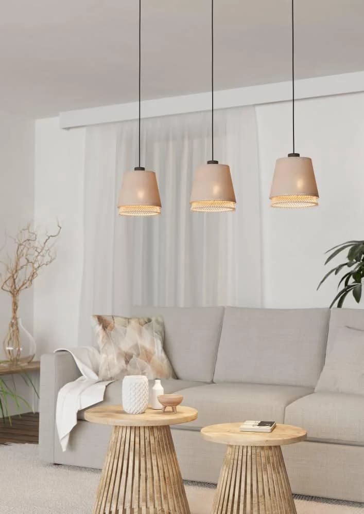 EGLO TABLEY Hängeleuchte Schwarz Braun 3x E27 Pendellampe