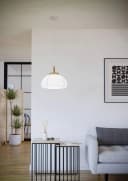 Hängeleuchte im Japandi-Stil aus Holz, Stahl und Papier Bild 1