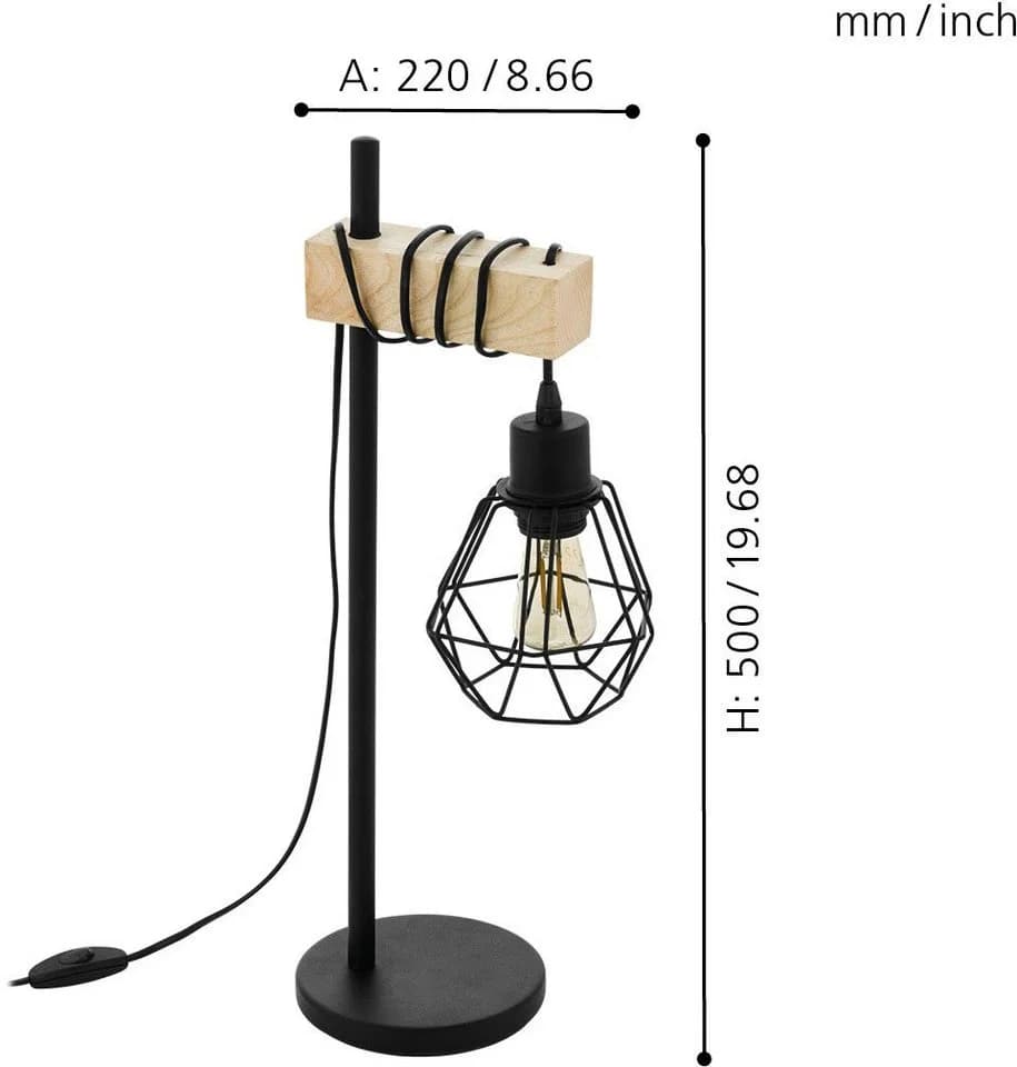 EGLO Tischleuchte Townshend 5 Braun/Schwarz E27 - Bild 3