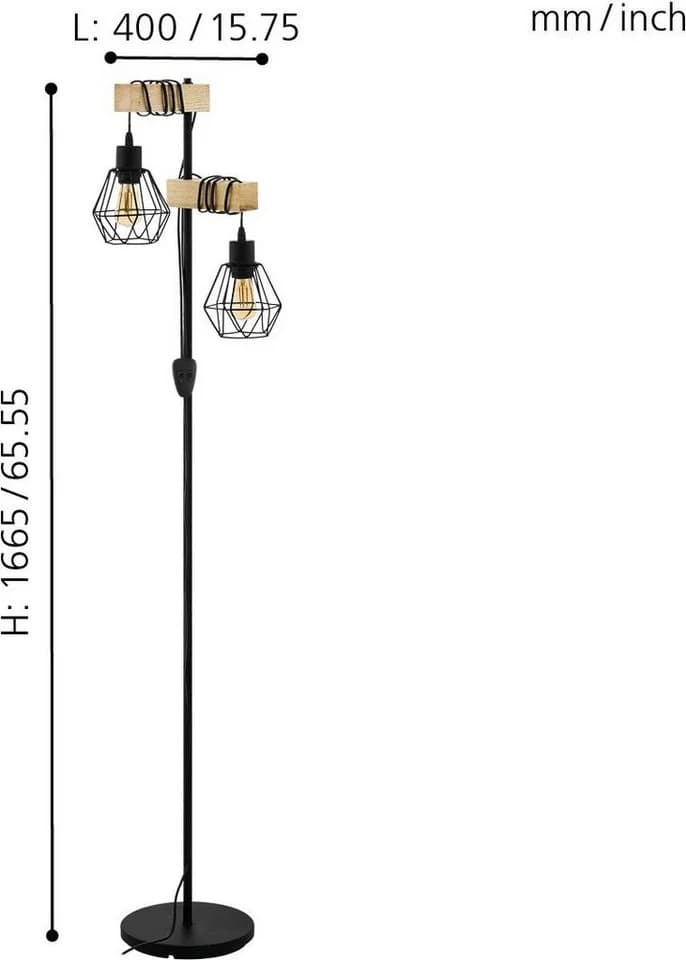 EGLO Stehlampe Townshend 5 Holz Stahl E27 Braun Schwarz - Bild 4