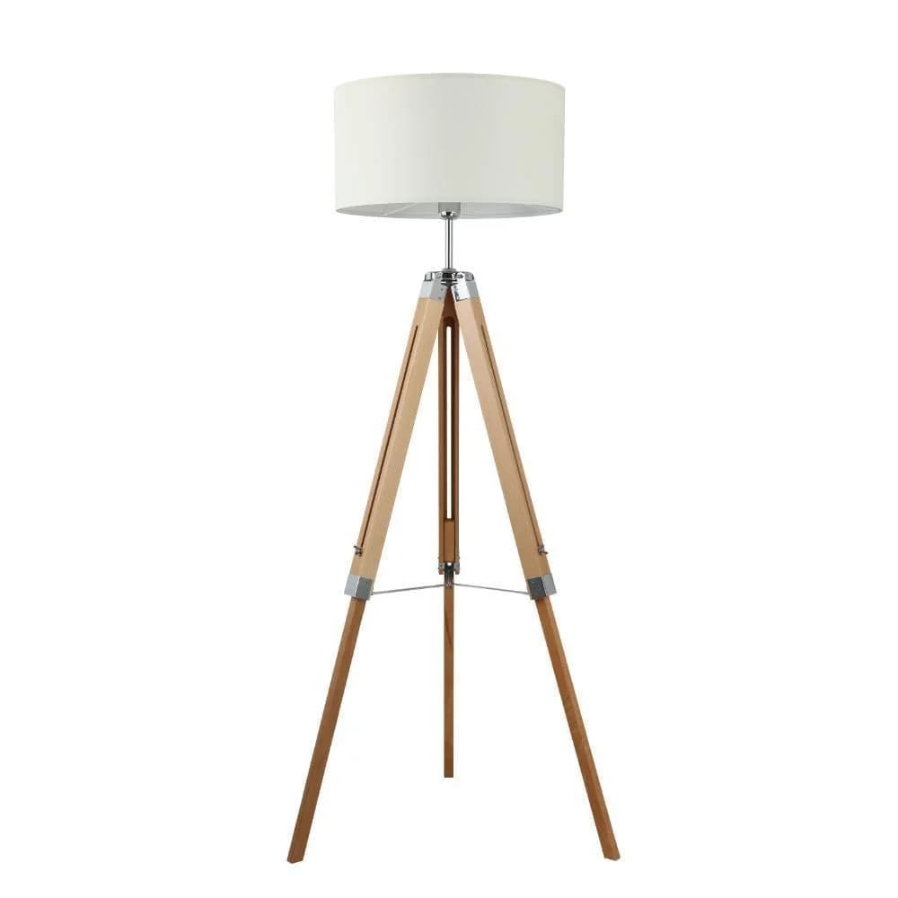 EGLO Stehlampe LANTADA beige - Vintage Stehlampe mit Holz & Metall