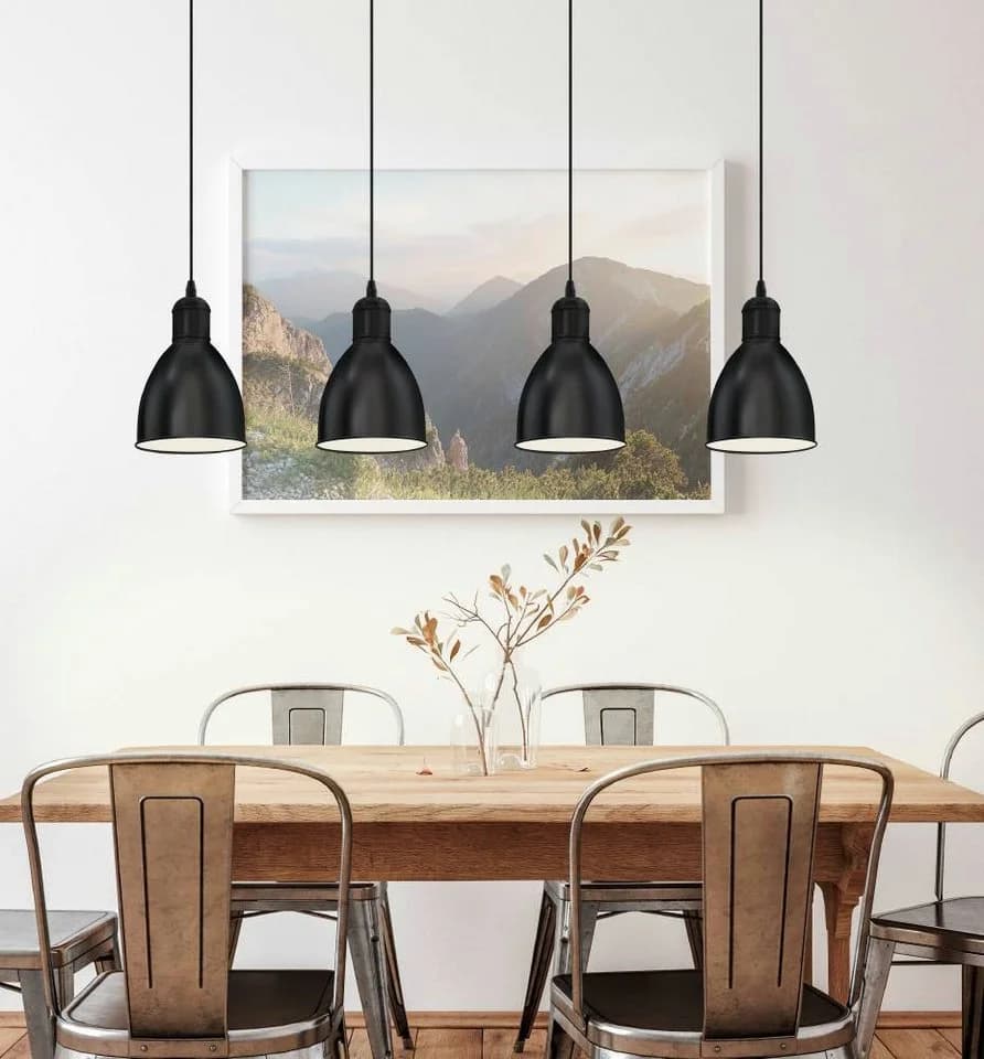 EGLO Pendelleuchte PRIDDY 4-flammig Vintage Stahl Schwarz