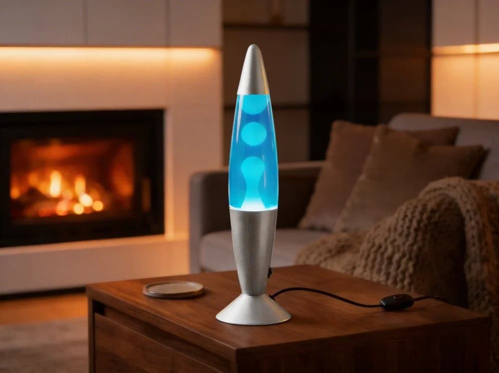 EGLO LED Tischleuchte LAVA Retro Lavalampe Blau/Silber