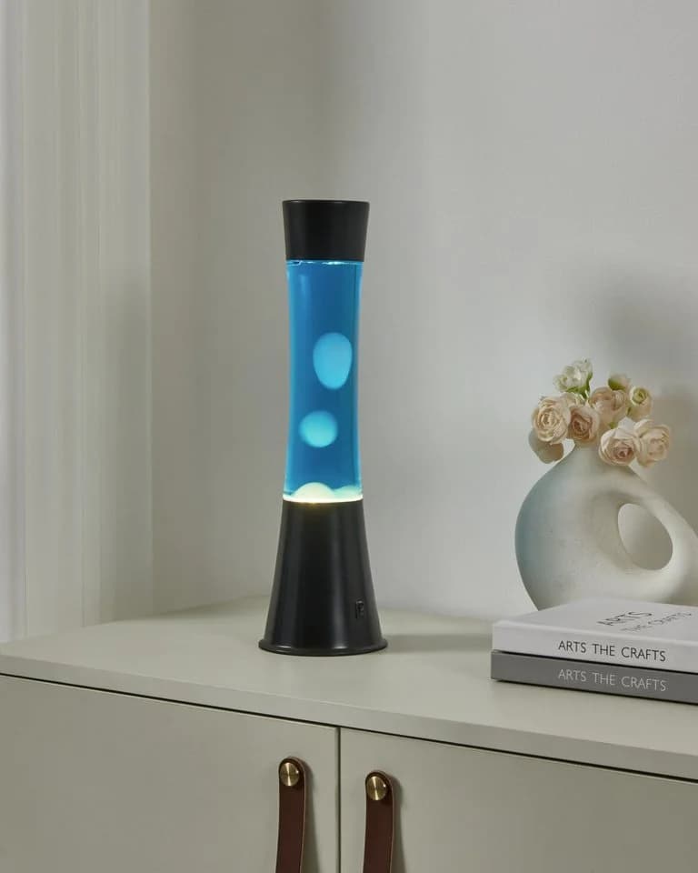 EGLO LED Tischleuchte LAVA Retro Lavalampe Blau/Schwarz