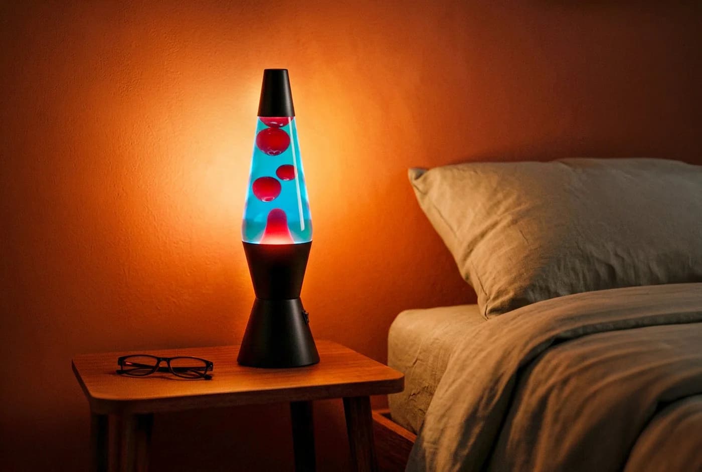 EGLO LED Tischleuchte LAVA Retro Lavalampe Blau/Schwarz