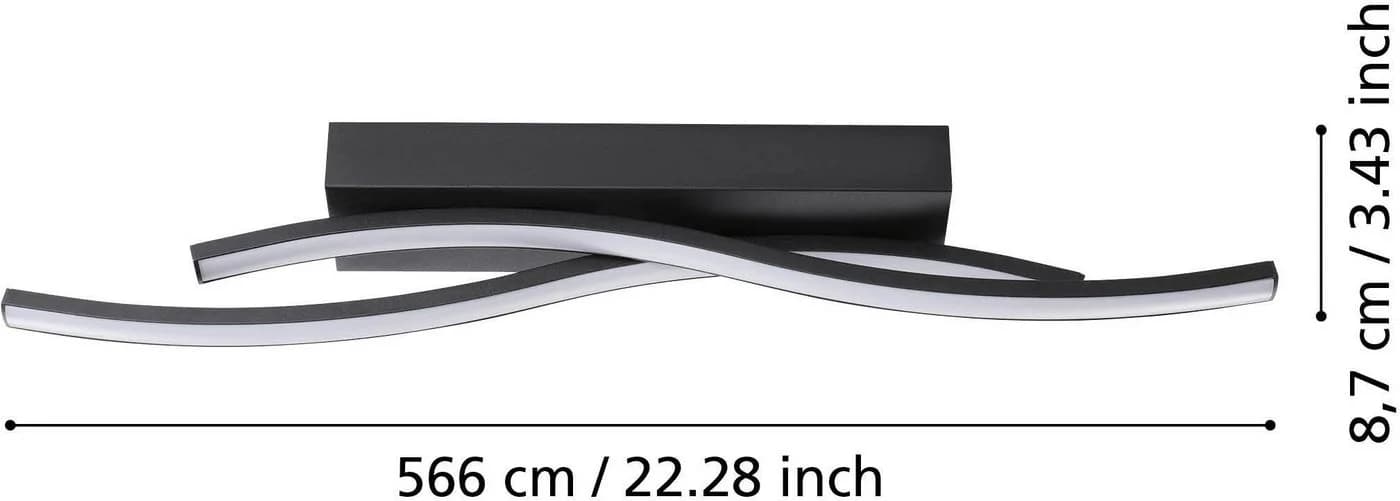 EGLO LED Deckenleuchte Viloria, geschwungene Deckenlampe, 56,5 cm, LED fest integriert, Warmweiß, aus Stahl, Kunststoff, Deckenlampe, Flurlampe, 3000 K, design, modern