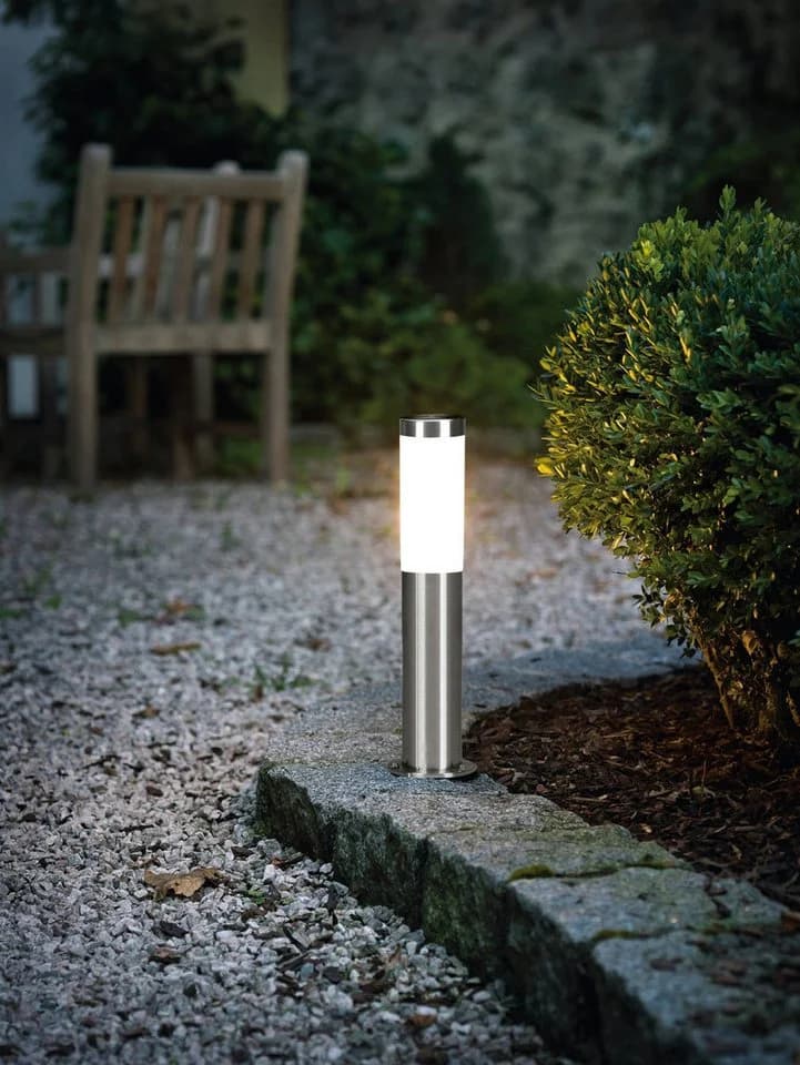 EGLO Helsinki Stehlampe Silber Weiß IP65 Außenleuchte E27