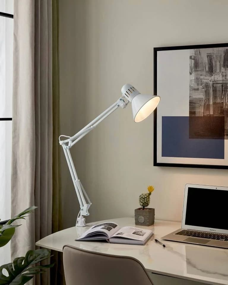 EGLO Tischleuchte FIRMO Klemmlampe Weiß E27 Industrial