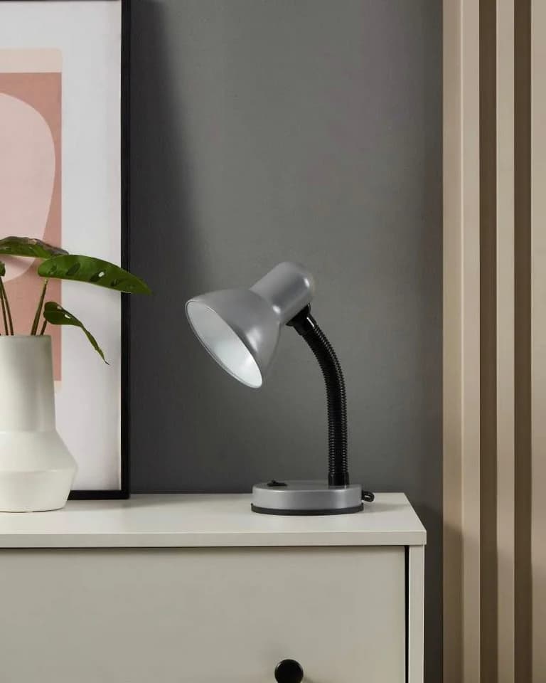 EGLO Tischleuchte BASIC Silber Wippschalter E27 Fassung - Bild 5