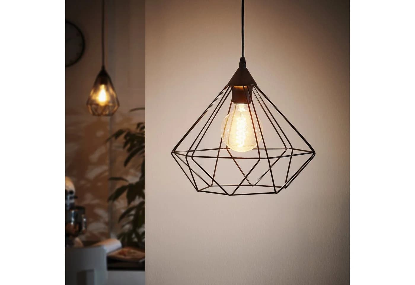 EGLO Pendelleuchte TARBES Schwarz Vintage Retro Drahtgeflecht