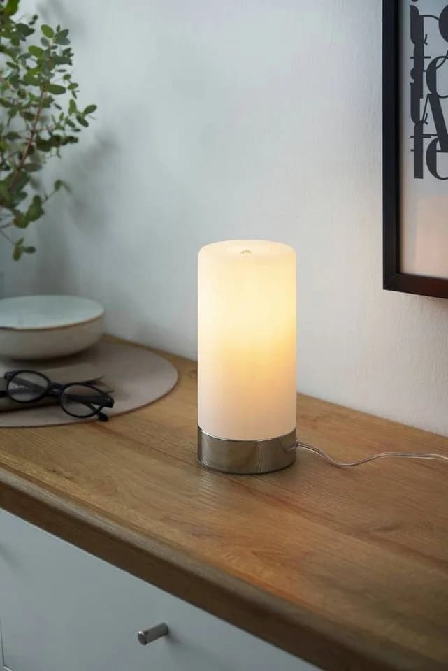 EGLO Tischleuchte DAMASCO 1 Weiß Chrom Glas