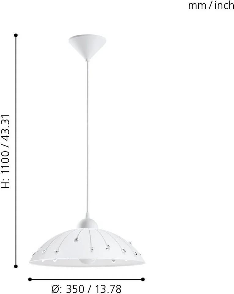 EGLO Hängeleuchte VETRO Weiß Transparent E27 - Bild 3
