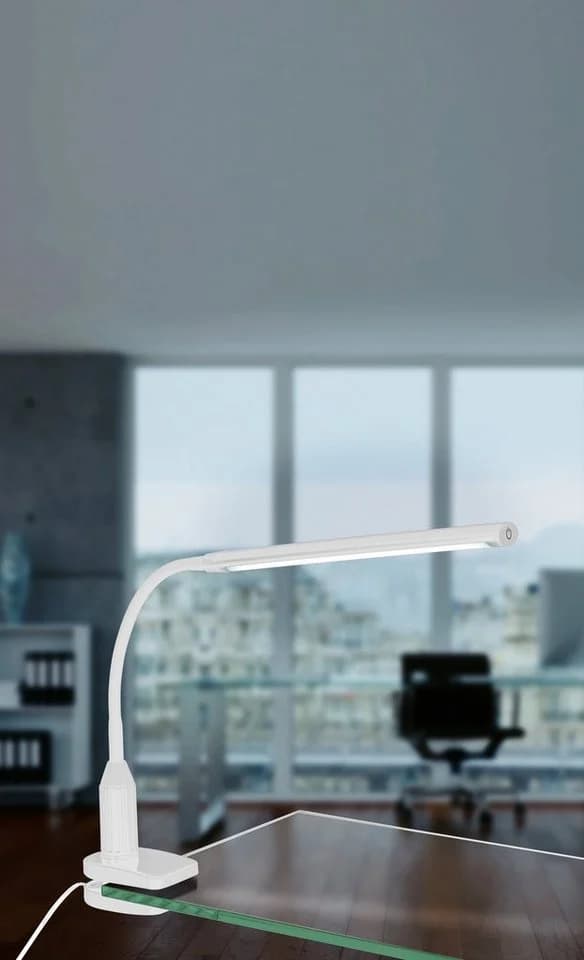 EGLO Klemmleuchte LAROA Tischlampe Touchsensor Dimmbar Weiß