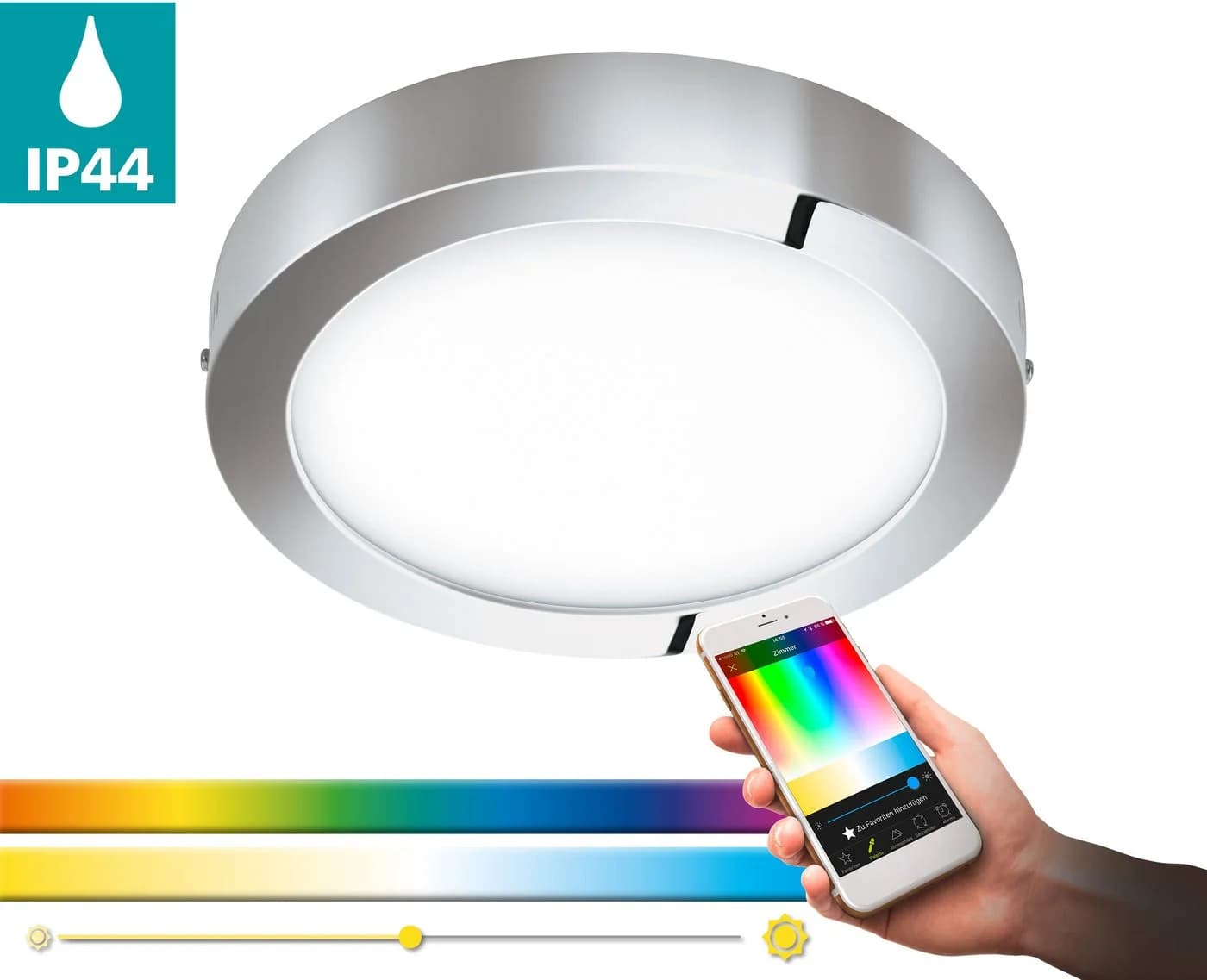 EGLO connect Fueva-C Deckenlampe rund 30 cm chrom