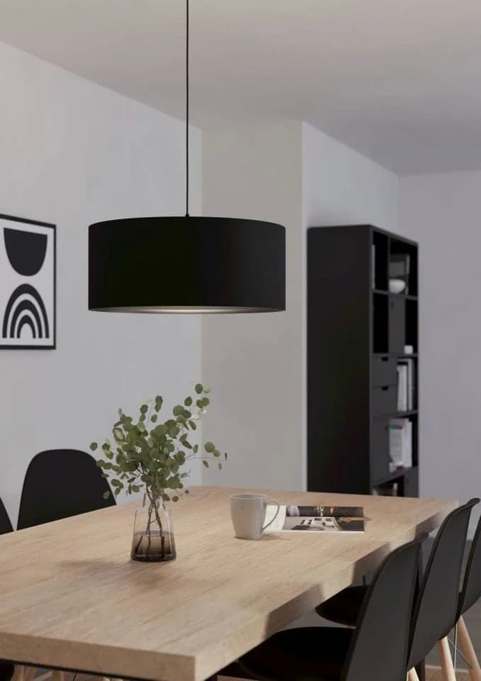 EGLO Hängeleuchte MASERLO 1 Schwarz Pendellampe Stahl Textil
