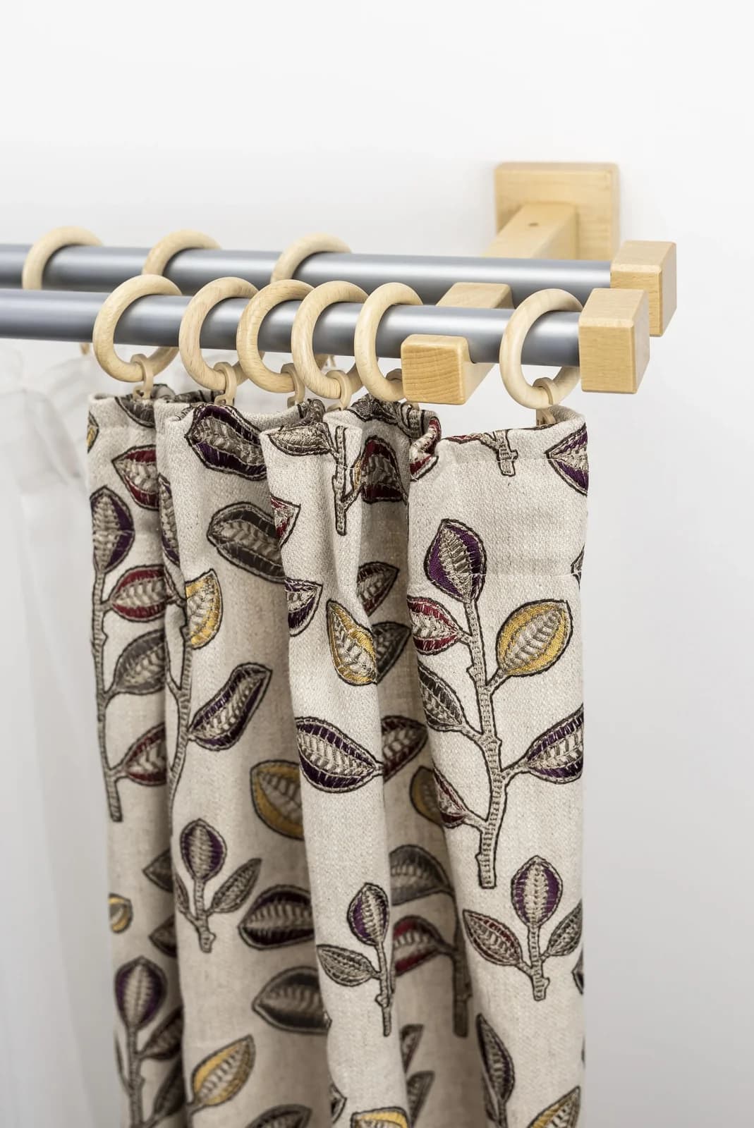 GARESA CUBUS Gardinenstange 2-läufig Beige/Natur Chrom