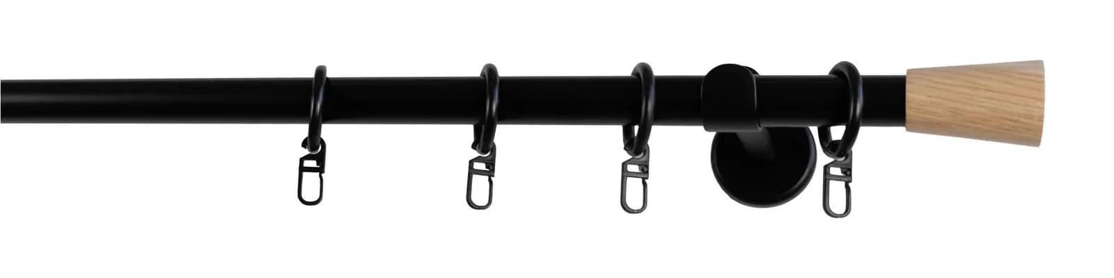 Garesa Gardinenstange Lina mit Keil Schwarz/Natur 220cm Wandmontage