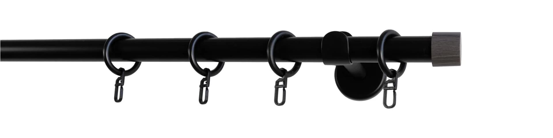 Garesa Gardinenstange Lina mit Kappe Grau Schwarz 250cm Wandmontage