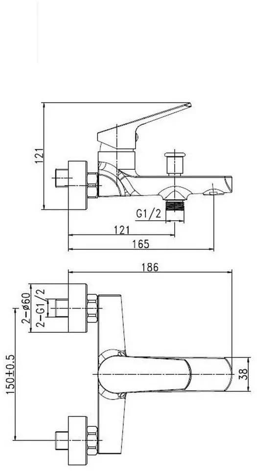 Sanotechnik Wannenarmatur Soho Messing Einhandarmatur Schwarz Chrom