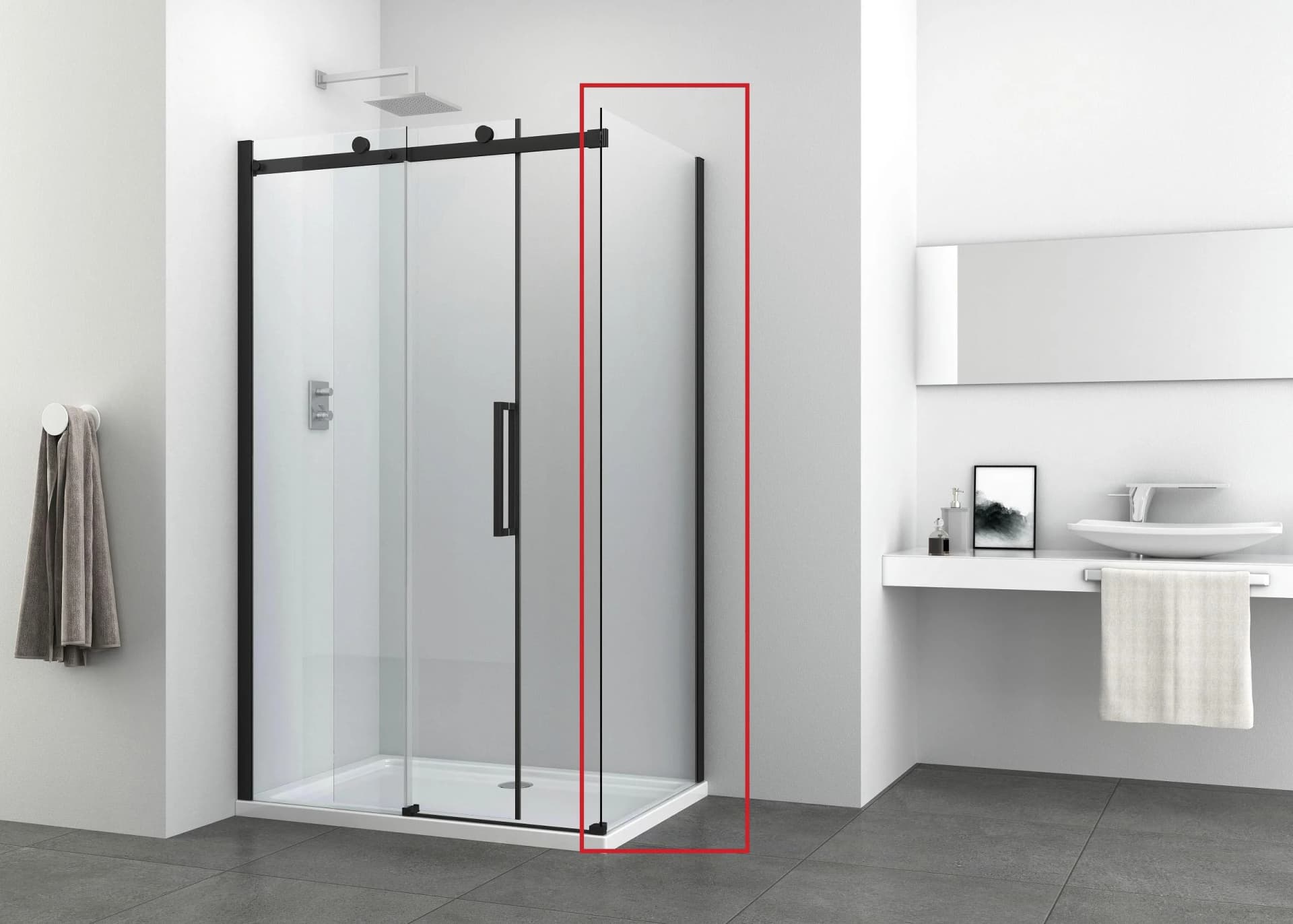 Duschwand SANOTECHNIK Elite Black Fixglas Schwarz