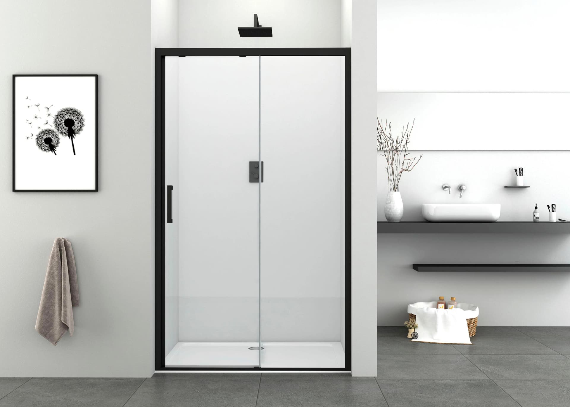 Dusch-Schiebetür SANOTECHNIK Elite Black Schwarz Soft Close
