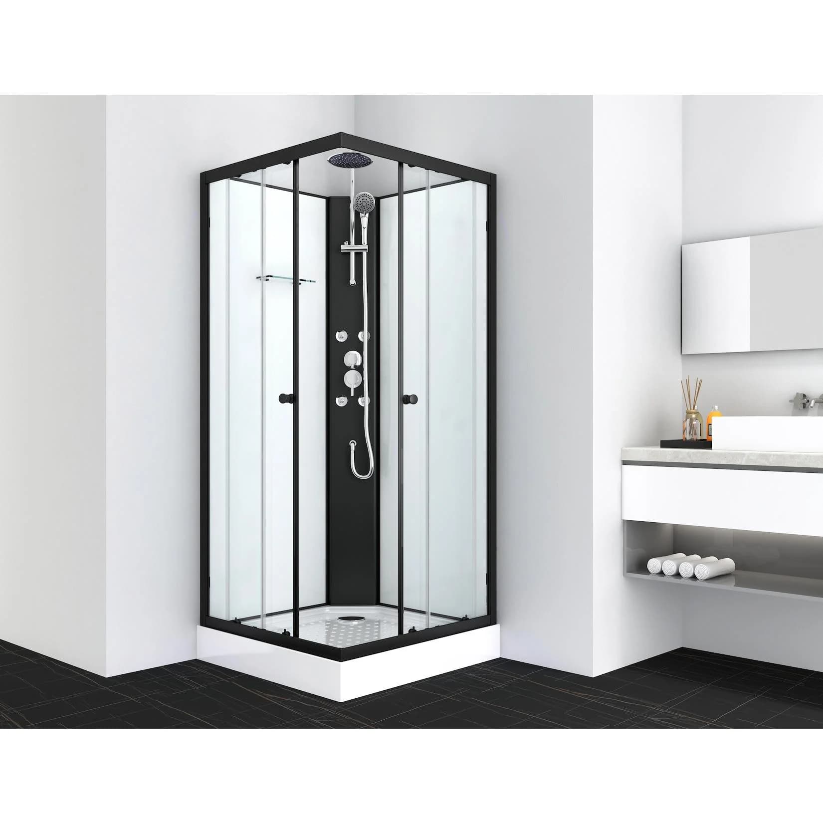 Sanotechnik Komplettdusche STIL Schwarz Sicherheitsglas