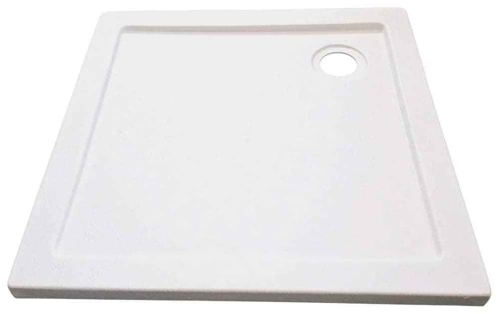 Eckduschwanne SANOTECHNIK weiß 80x80x4cm Steineffekt