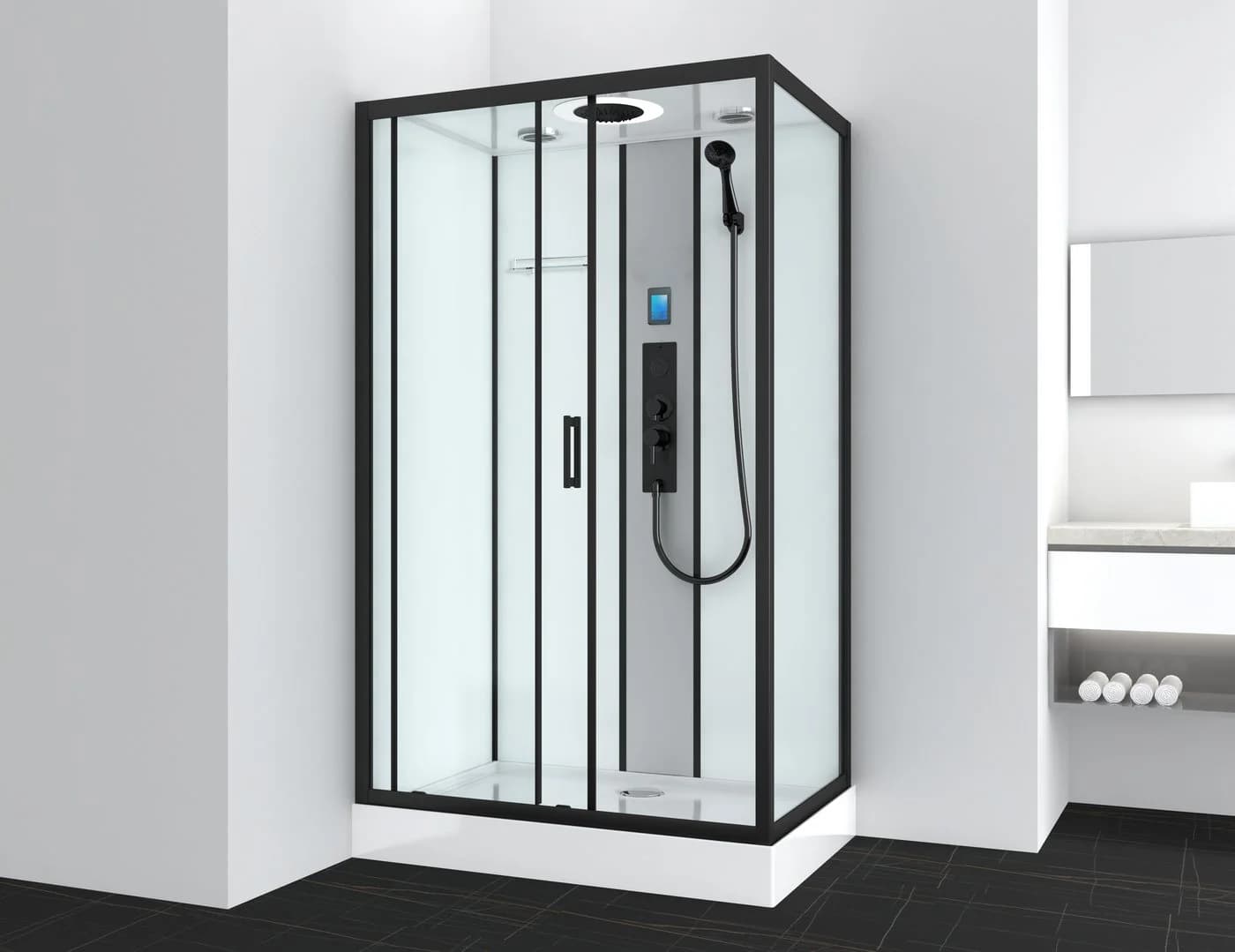 Sanotechnik Komplettdusche BOSTON mit Bluetooth, LED & Glas