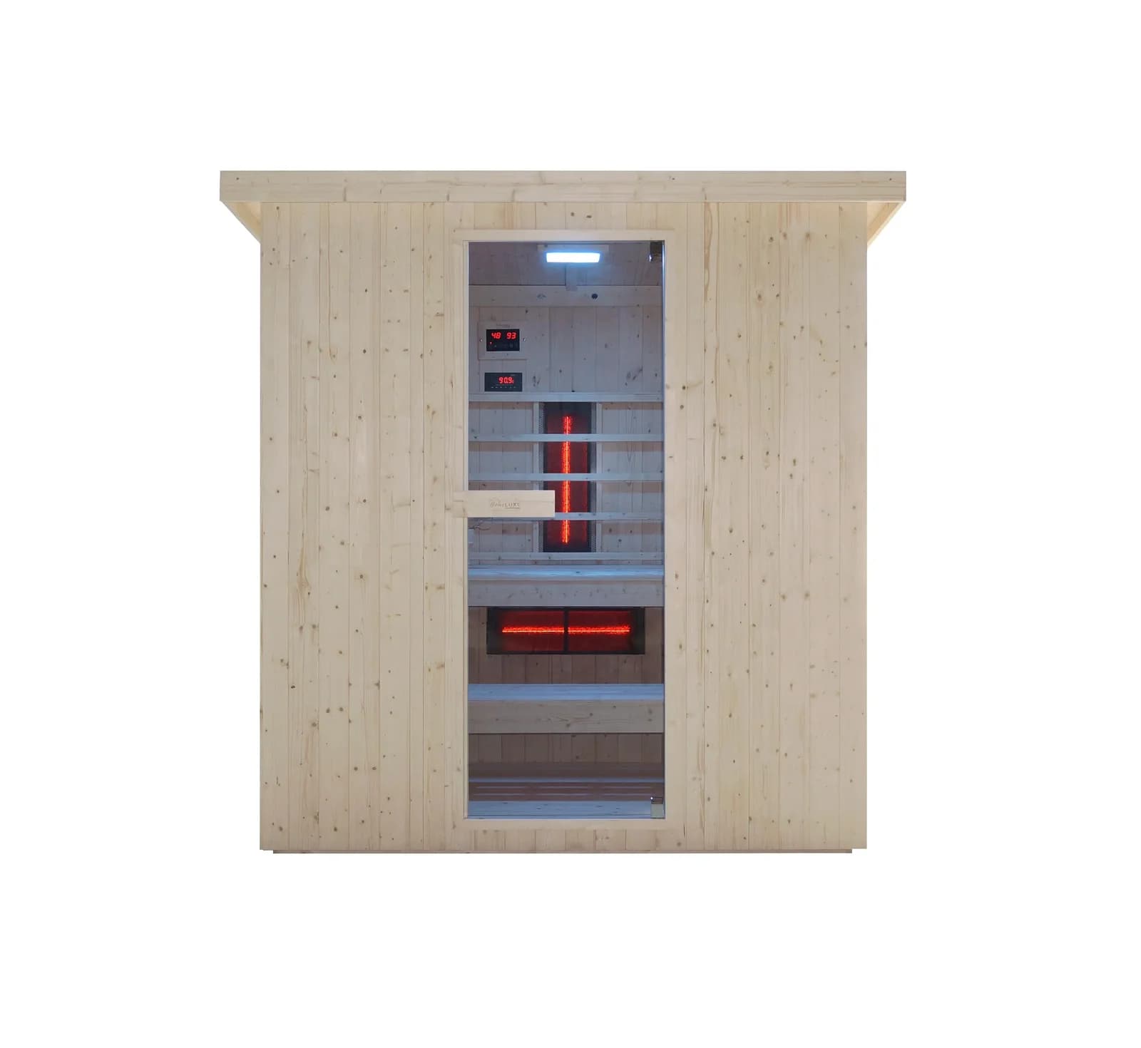 Sauna SANOTECHNIK "LAHTI" Außensauna mit Infrarotkabine, braun, Fichtenholz