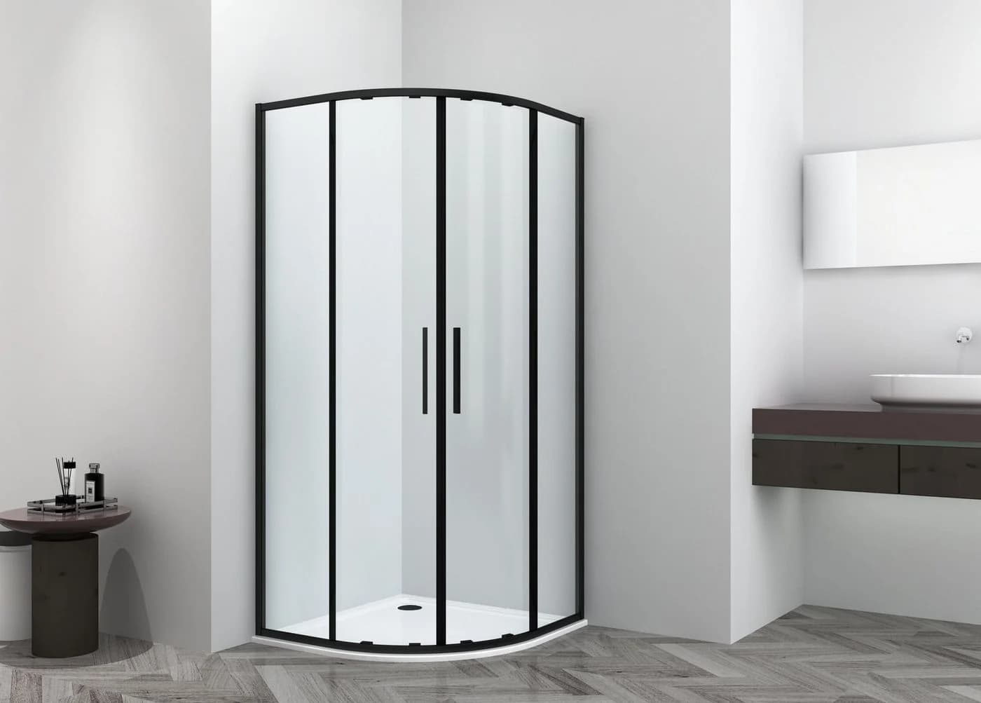 Sanotechnik SlimLine Rundduschkabine Schwarz Einscheibensicherheitsglas - Bild 2