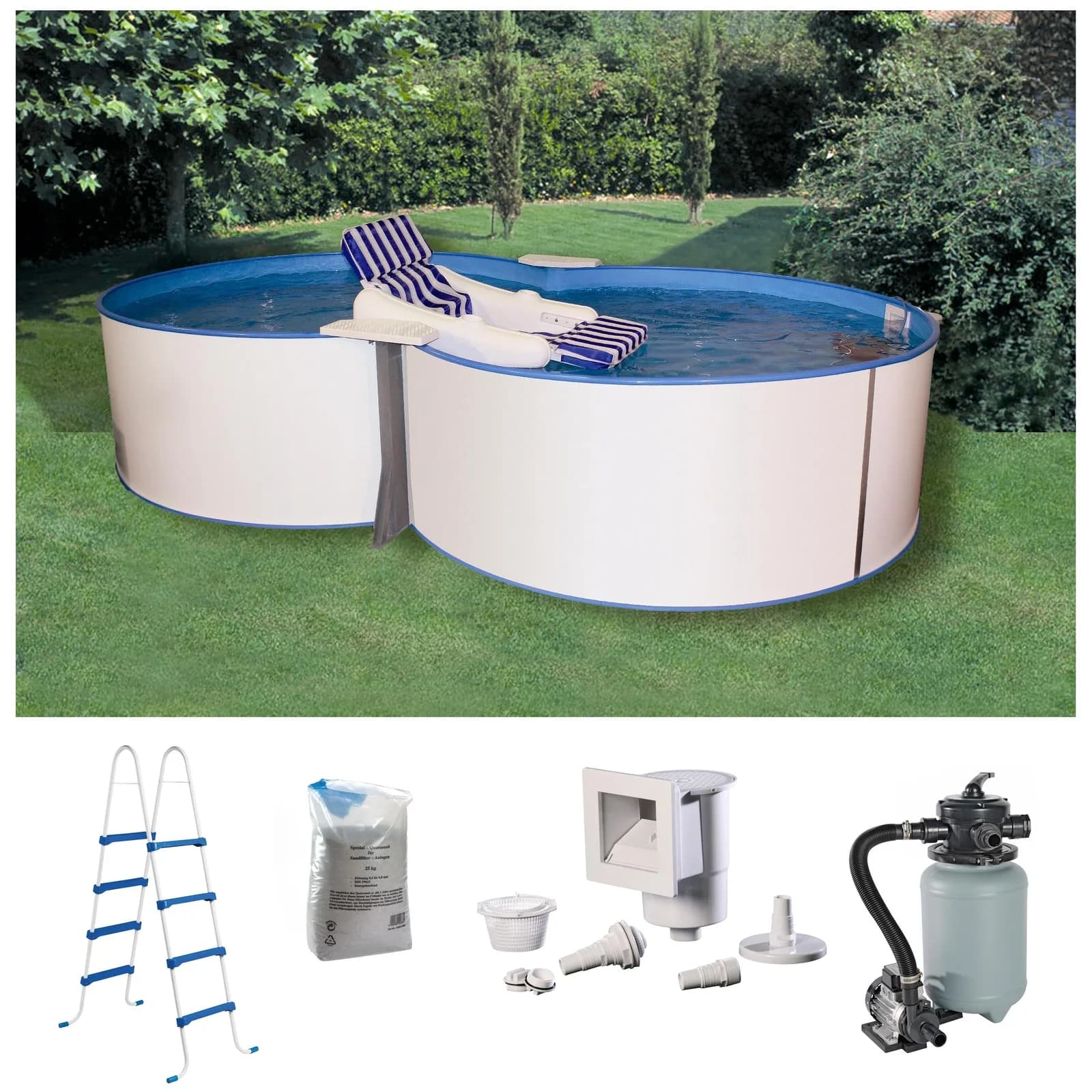 MY POOL BWT JOY 3 Achtformpool Stahlwandbecken Weiß 300x470x120 cm