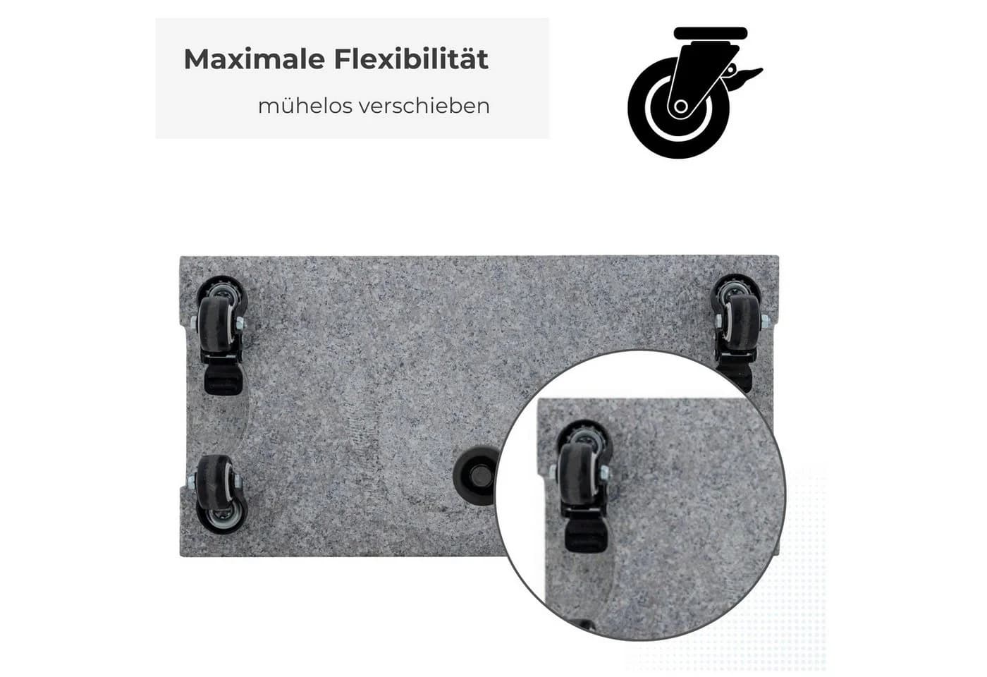 Doppler Schirmständer Granit 25 kg mit Rollen Grau - Bild 3